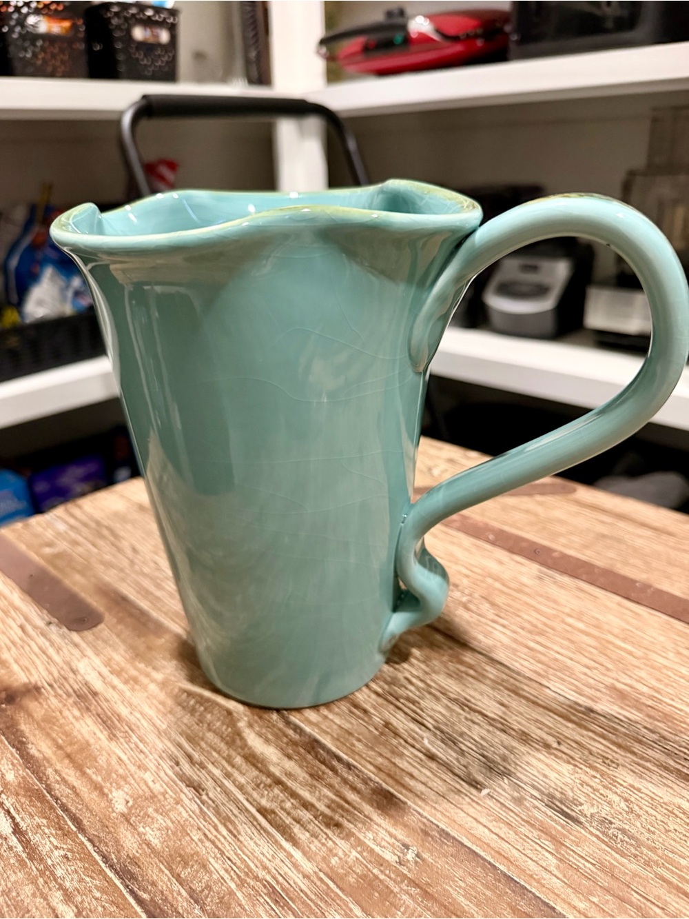 Southern Living At Home Seafoam Green/Turquoise Ceramic Pitcher